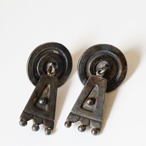 Forged metal handcrafted earrings